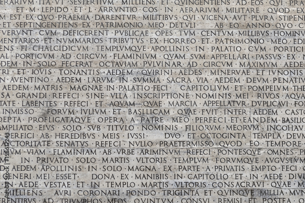 Fototapeta premium Texture of latin words engraved on a marble plaque