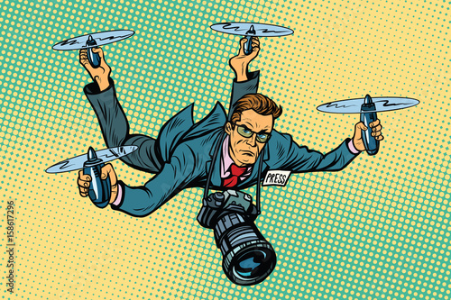 People journalist quadcopter drone