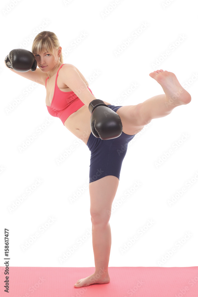Fototapeta premium Girl in boxing gloves
