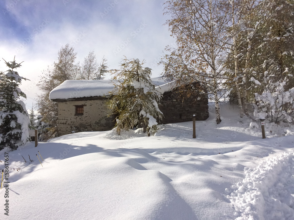 Fototapeta premium chalet dans la neige