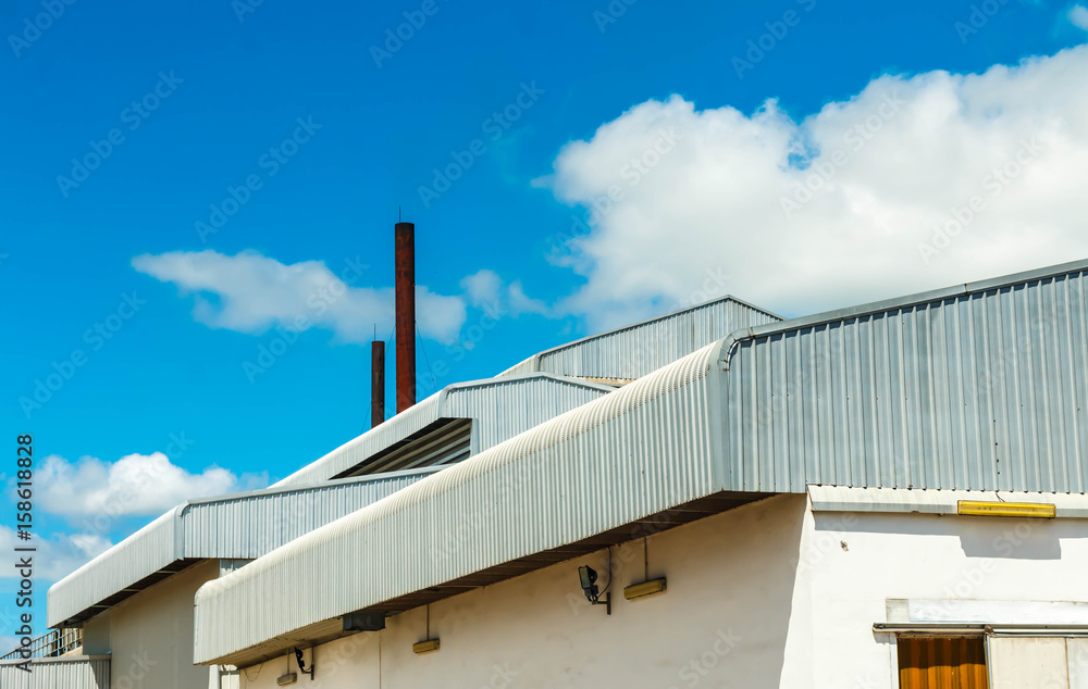 Architectural detail of metal roofing on commercial construction Architectural detail of metal roofing on commercial construction