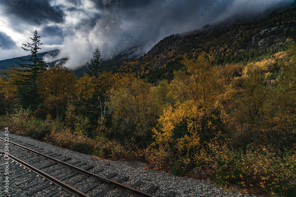 Fototapeta premium Railroad in the Yukon Territory Autumn 