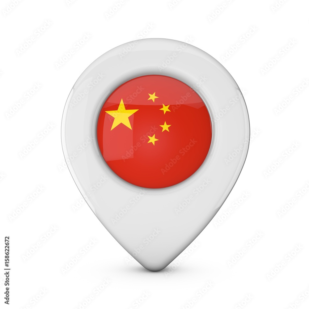 China flag location marker icon. 3D Rendering China flag location marker icon. 3D Rendering