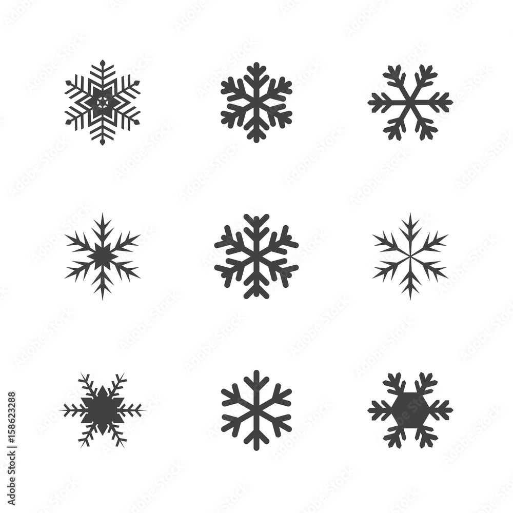 Set of snowflakes vector illustration icons Set of snowflakes vector illustration icons