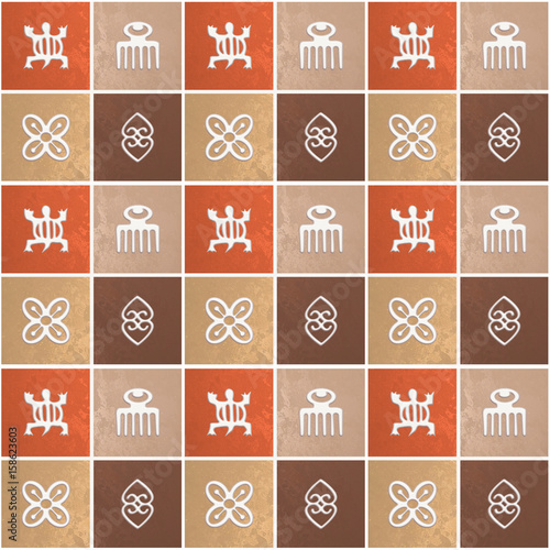 Ethnic african pattern with Adinkra simbols