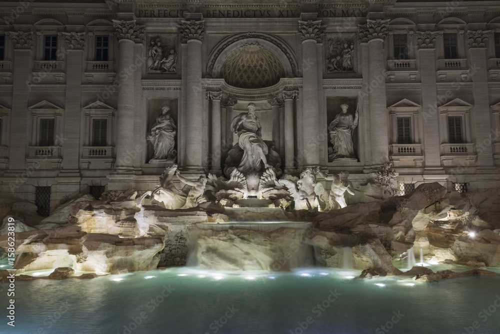 Fontana di trevi fountain at night, Rome, Italy. Fontana di trevi fountain at night, Rome, Italy.