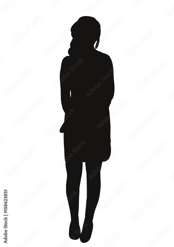 Vector, isolated silhouette girl