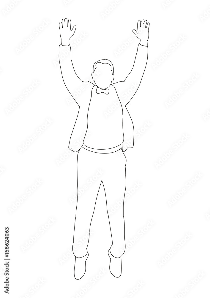 contours man in suit jumping, sketching contours man in suit jumping, sketching