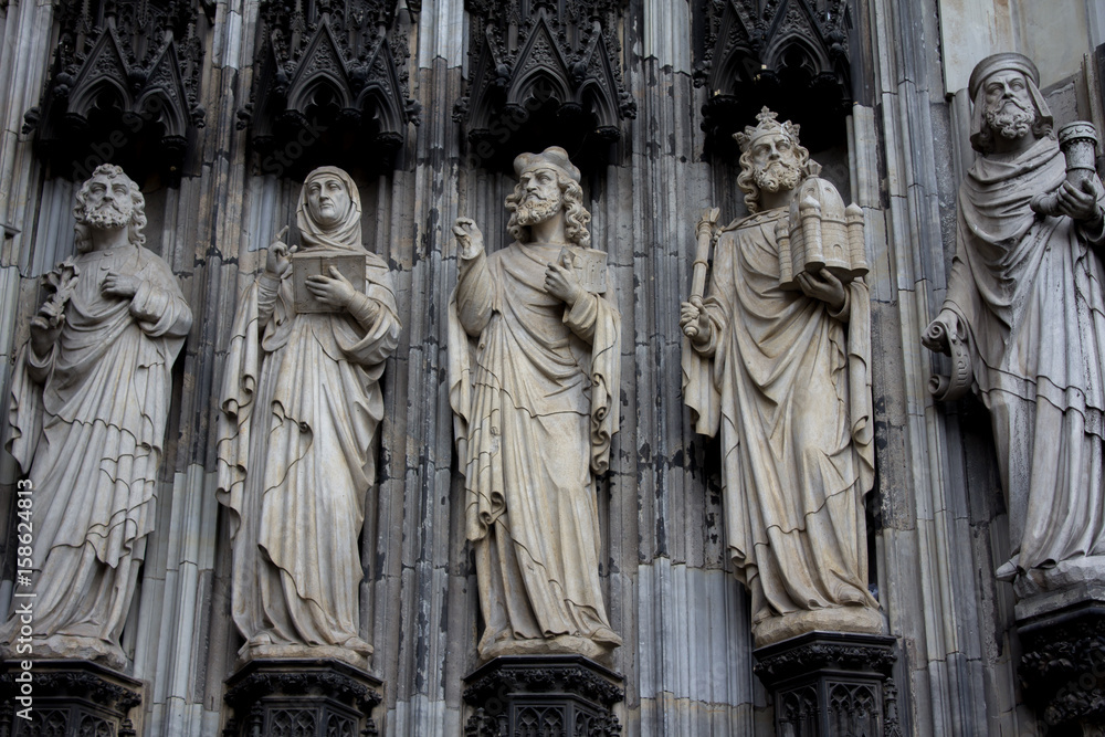 Statues of Saints at the facade entrance of Cologne cathedral