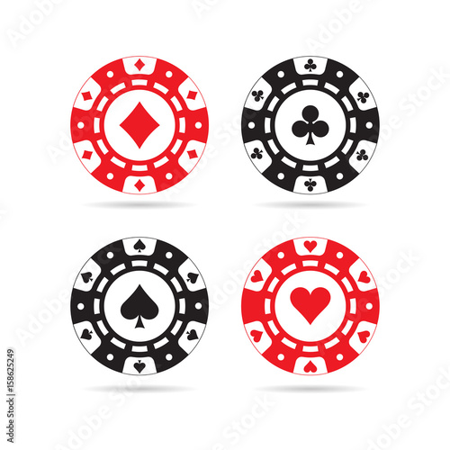 Poker chips set isolated on white background.  illustration