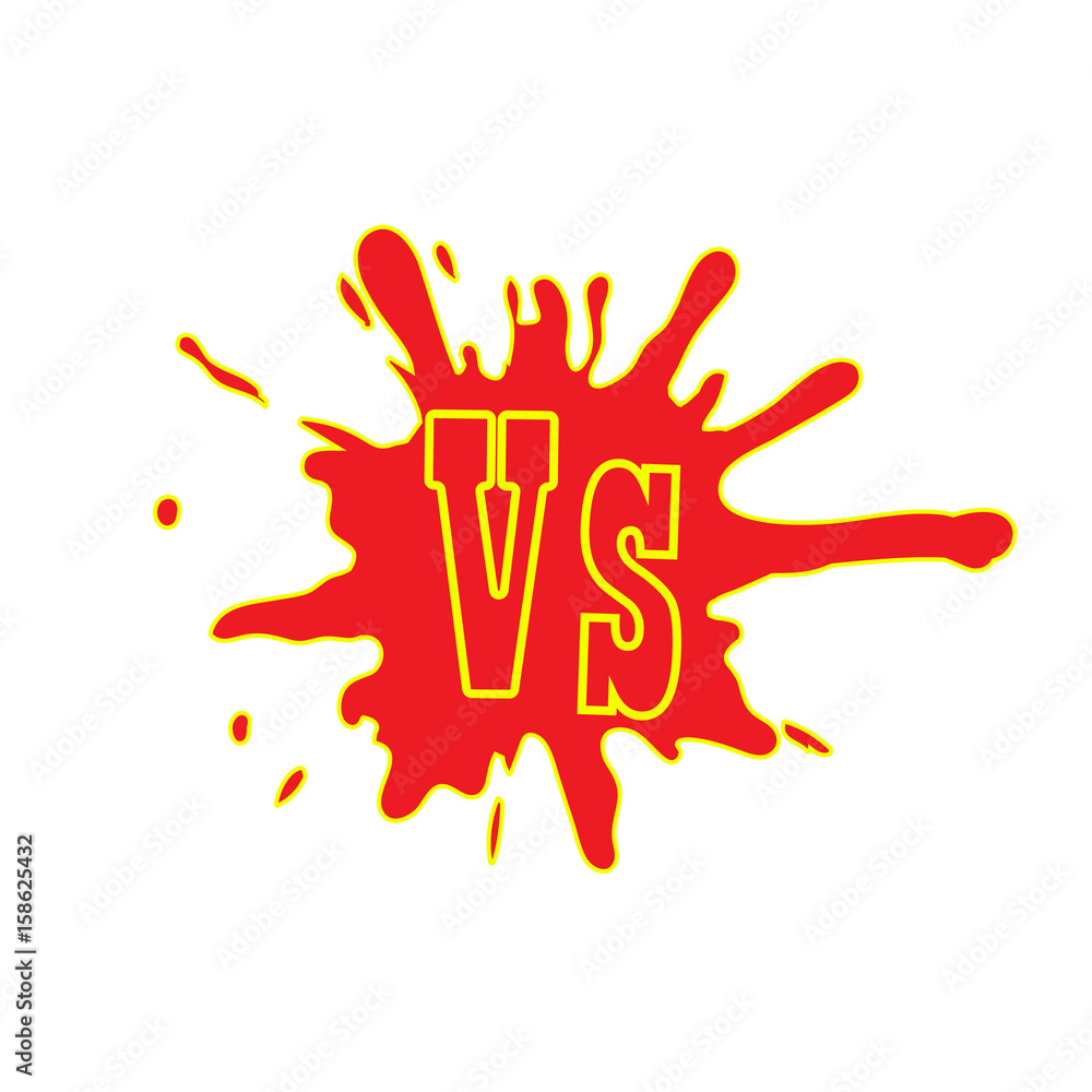 Naklejka premium Versus letters or vs logo vector emblem on explosion shape