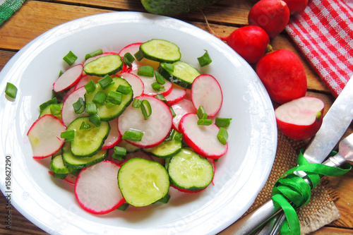 Spring salad with radishes and cucumber