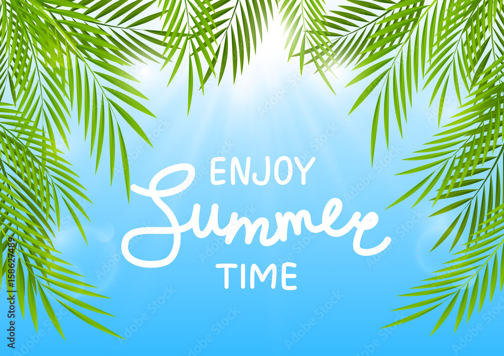 Obraz premium Summer background with palm leaves