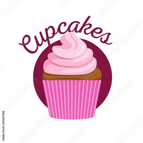 Cupcake with pink sweet cream