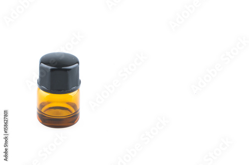 1ml essential oil bottles isolated on white background close up