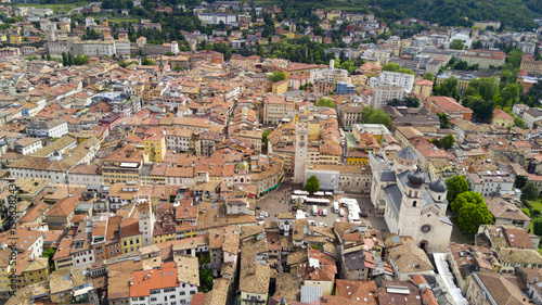 Aerial video shooting with drone on Trento, famous Trentino city near the Adige river in northern Italy © immaginario75