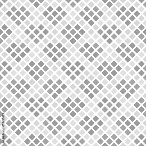 Gray and white rounded diamond pattern with hearts. Seamless vector background