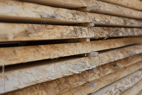 Wooden boards in a sawmill