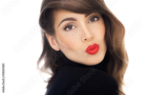 Beautiful Woman With Red Lipstick