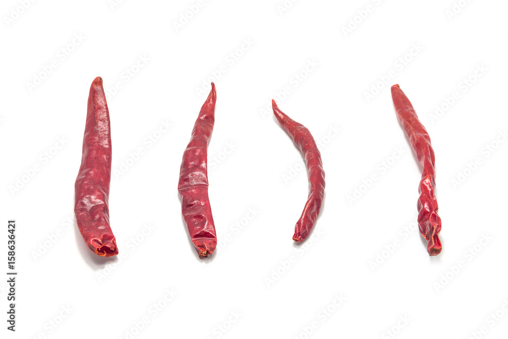 Dried red chili or chilli cayenne pepper isolated on white background. Dried red chili or chilli cayenne pepper isolated on white background.