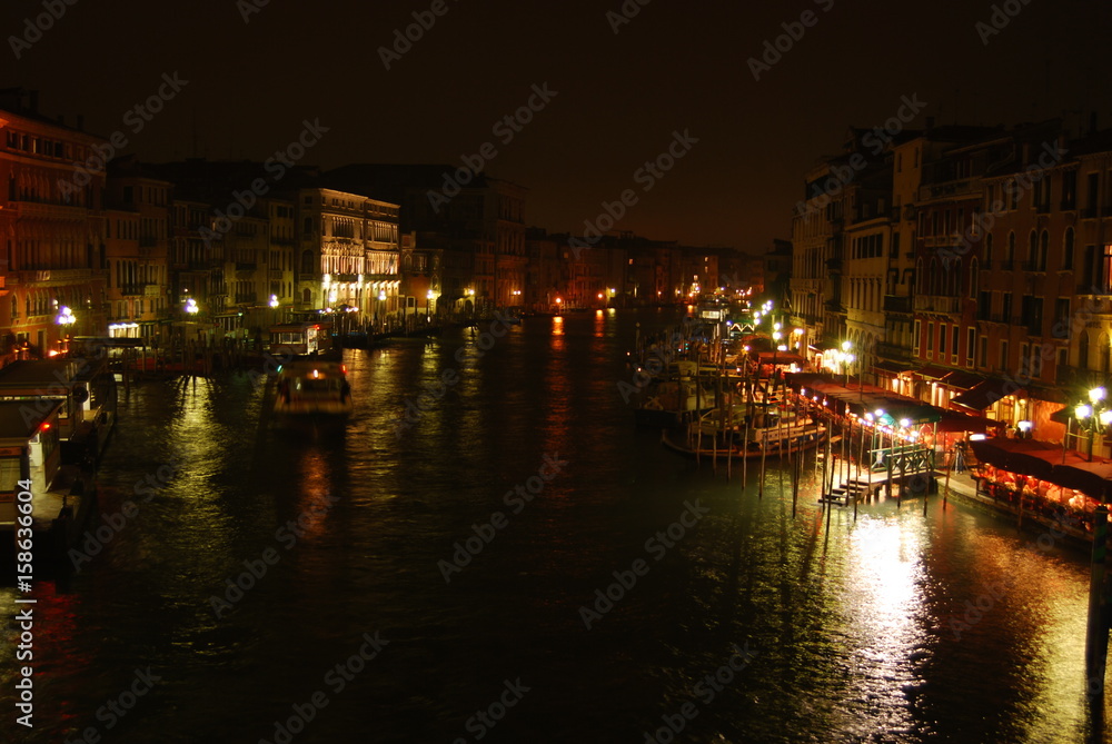 View of Venice's Grand Canal at night