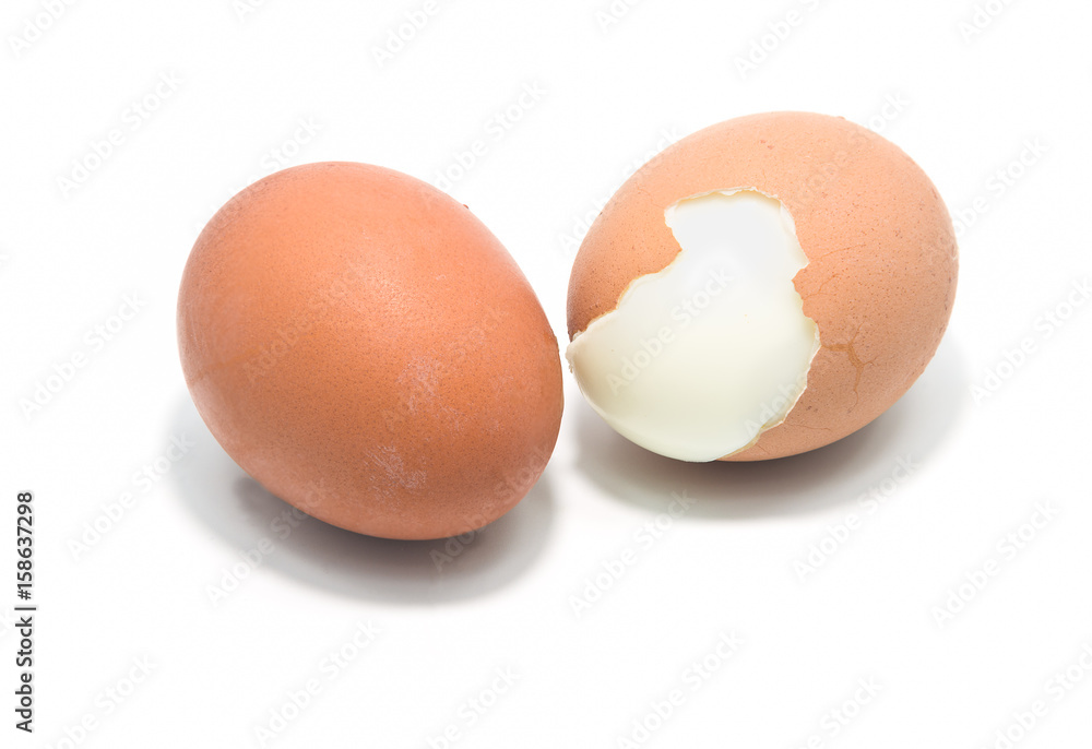 Boiled egg on white background. Boiled egg on white background.