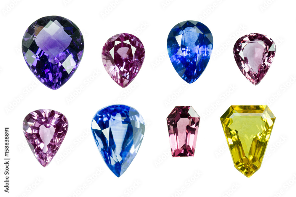 Bright gems on a white background Bright gems on a white background