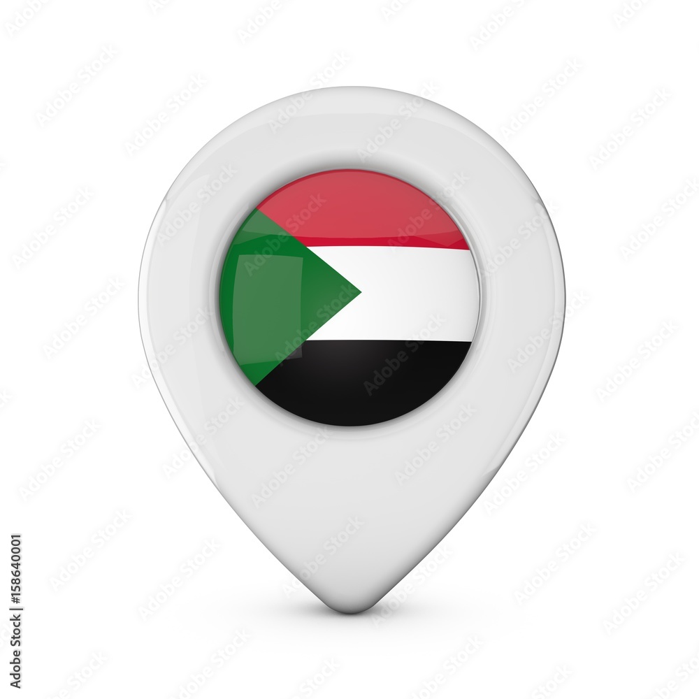 Sudan flag location marker icon. 3D Rendering Sudan flag location marker icon. 3D Rendering