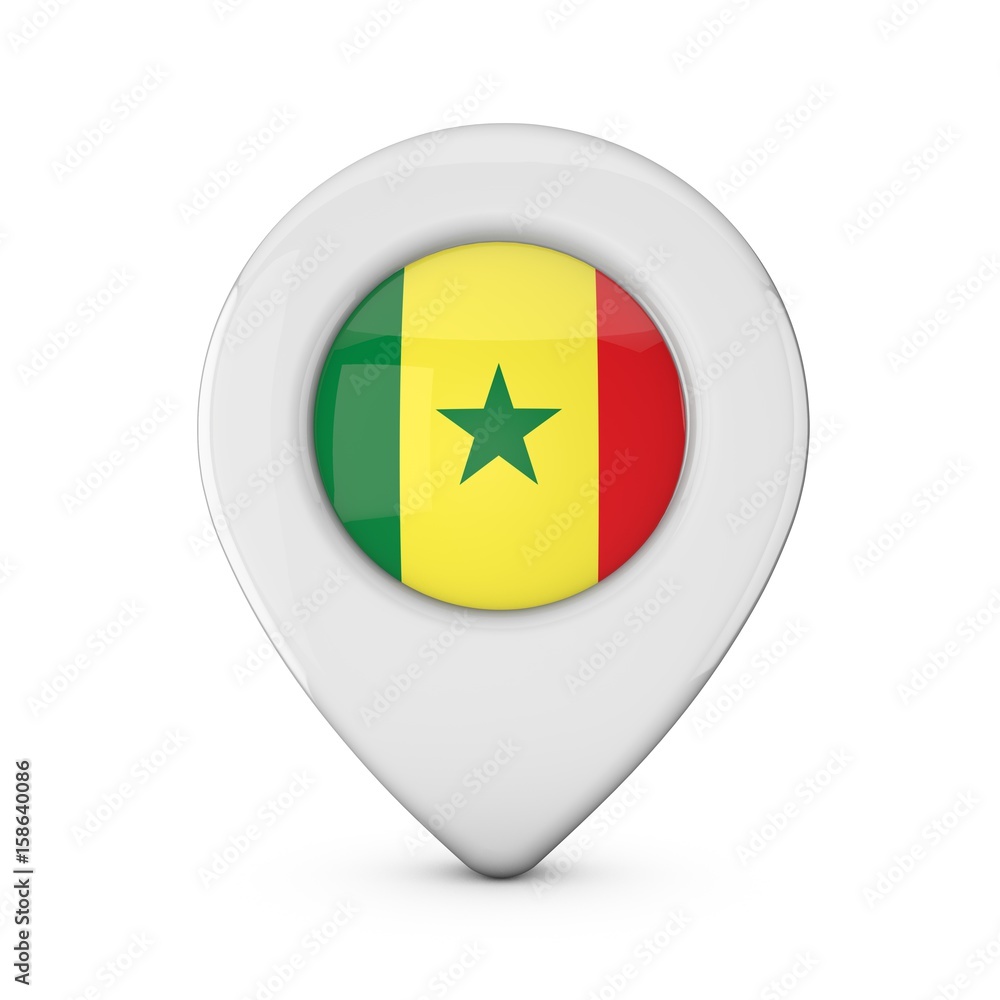 Senegal flag location marker icon. 3D Rendering