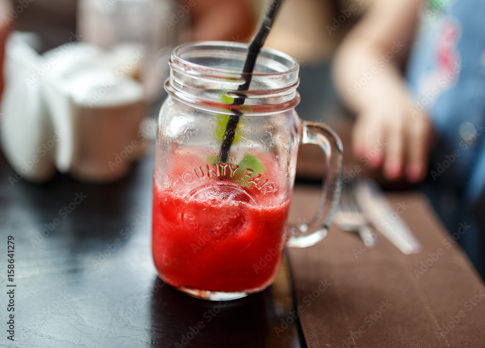 custom made wallpaper toronto digitalRaspberry lemonade in mason jar with ice and mint.