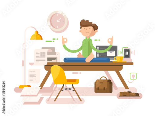 Meditation businessman in office