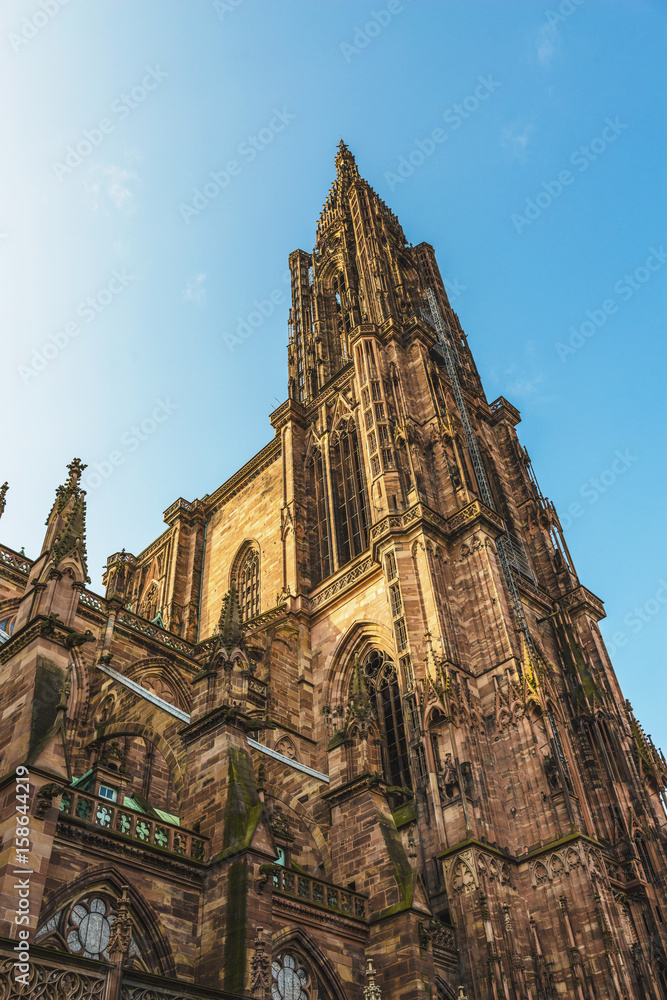 Exterior facade of the Cathedral in Strasbourg