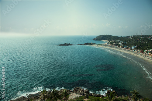 Sandy beach and blue sea view from above © korionov