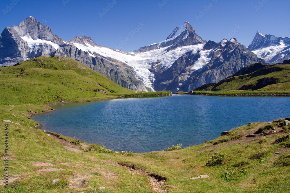 Picturesque scenery of Bachalpsee above Grindelwald in the Bernese Oberland, Switzerland
