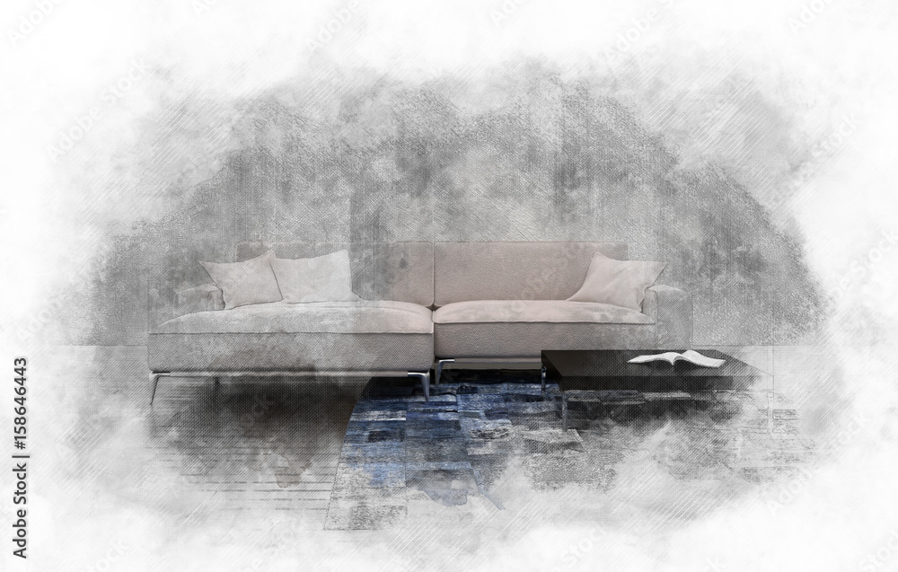 Obraz Grunge vintage style textured painting of a sofa