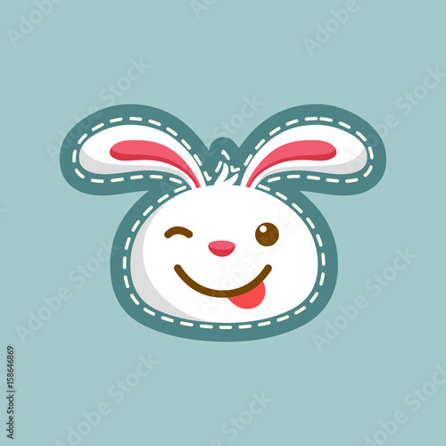 tongue rabbit emoticon. unique expression of rabbit character