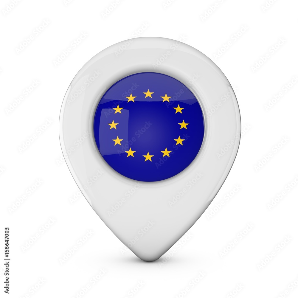 European Union flag location marker icon. 3D Rendering European Union flag location marker icon. 3D Rendering
