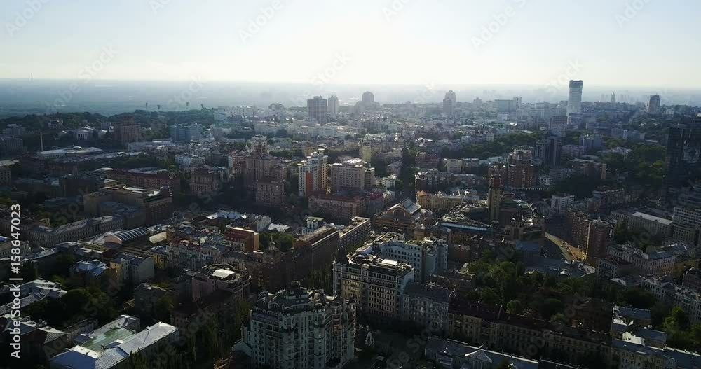Aerial shot of town with its modern cityscape Aerial shot of town with its modern cityscape
