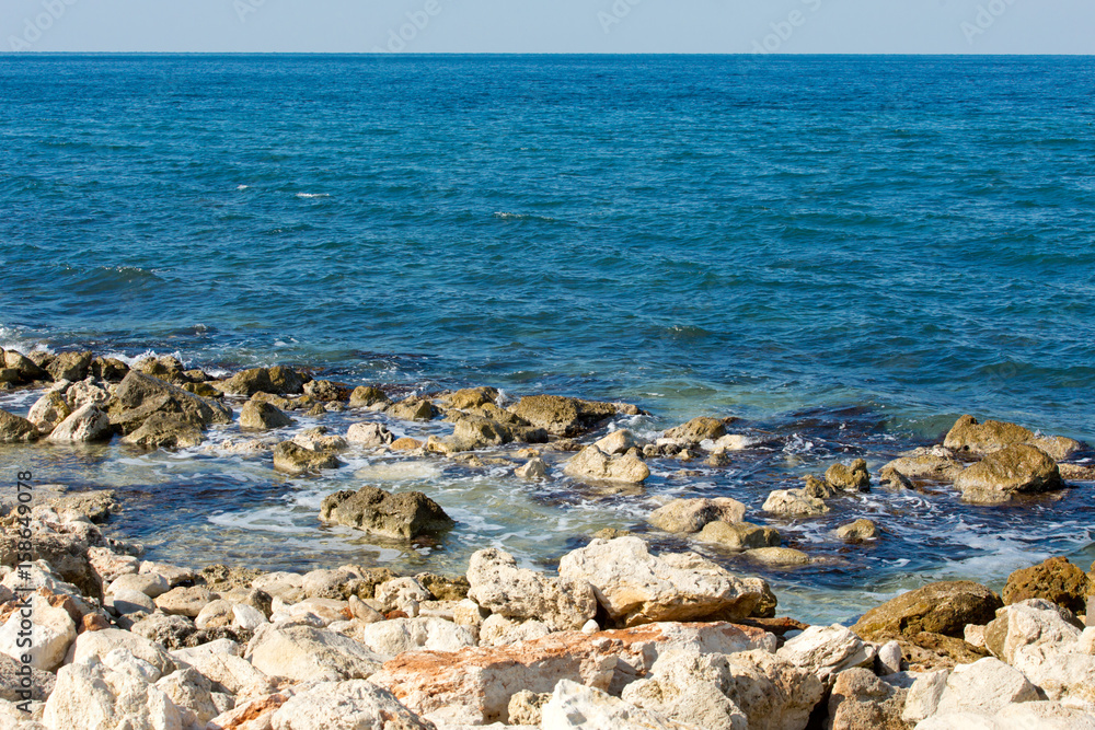 Rocky seascape of the black sea beach Rocky seascape of the black sea beach
