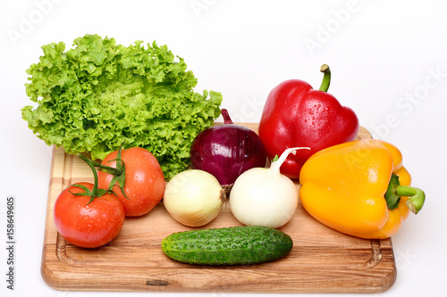 diet concept, fresh vegetables on cutting board