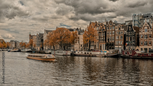 Houseboat and boat in Amsterdam