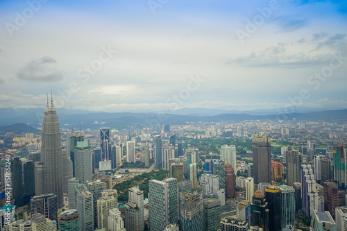 Beautiful view of Kuala Lumpur from Menara Kuala Lumpur Tower  a commmunication tower and the highest viewpoint in the city that is open to the public