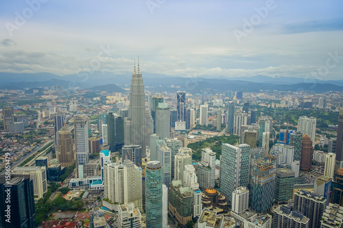 Beautiful view of Kuala Lumpur from Menara Kuala Lumpur Tower, a commmunication tower and the highest viewpoint in the city that is open to the public