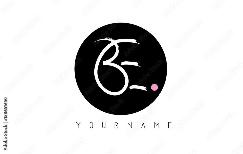 BE Handwritten Brush Letter Logo Design with Black Circle. BE Handwritten Brush Letter Logo Design with Black Circle.