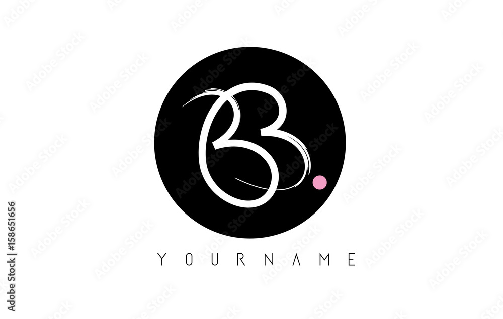 BB Handwritten Brush Letter Logo Design with Black Circle. Stock Vector ...
