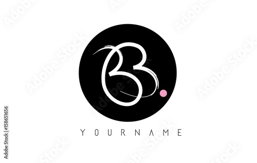 BB Handwritten Brush Letter Logo Design with Black Circle.