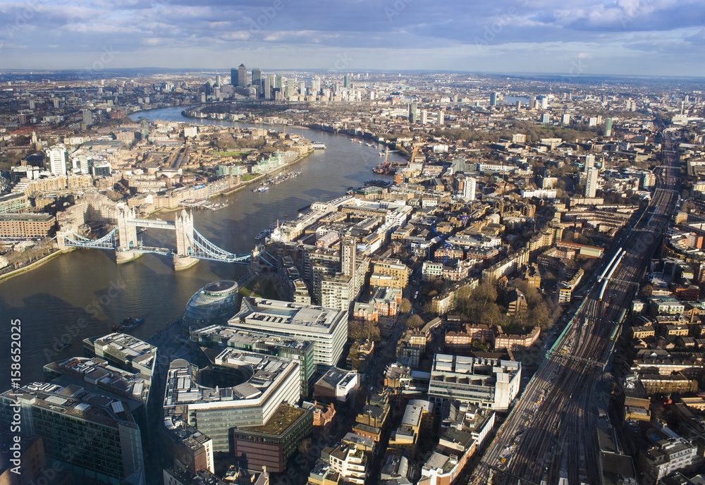 Fototapeta premium London city, aerial view, United Kingdom