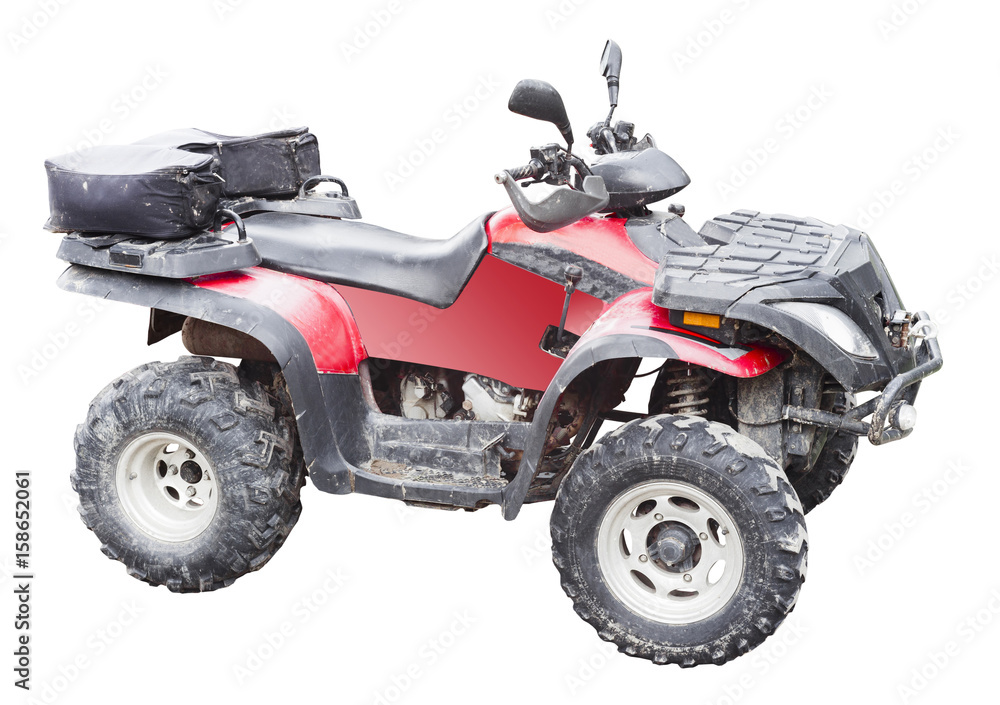 red atv quad bike isolated on white background