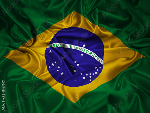 Waving Fabric Flag of Brazil