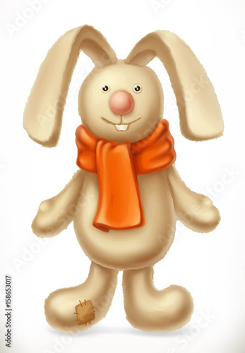 Toy rabbit, 3d vector icon
